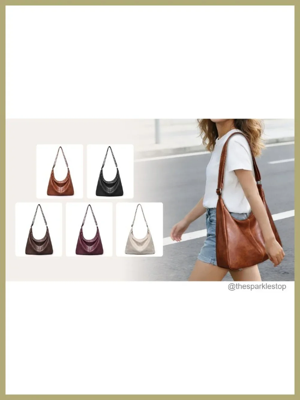 Vegan Leather Slouchy Hobo Bag Women Shoulder Crossbody Tote Adjustable Strap